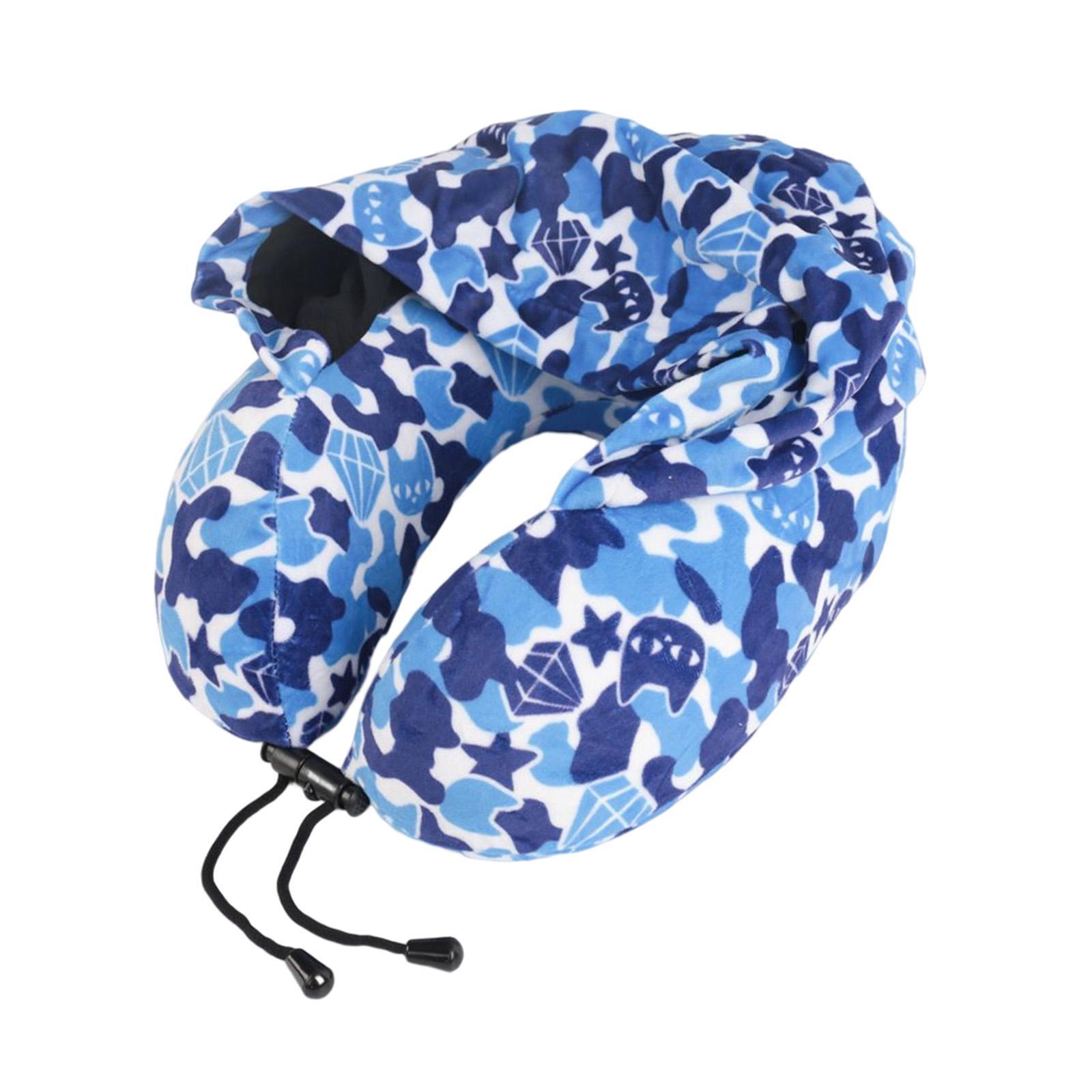 Ergonomic Memory Foam Neck Travel Pillow with Hoodie for Airplane Car Home