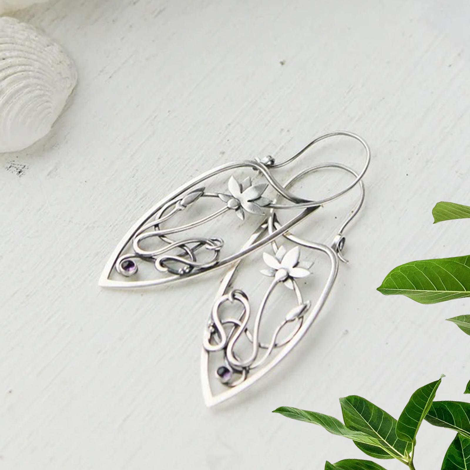 Ethnic Style Earrings Eardrop Delicate Jewelry Antique Flower for Holiday
