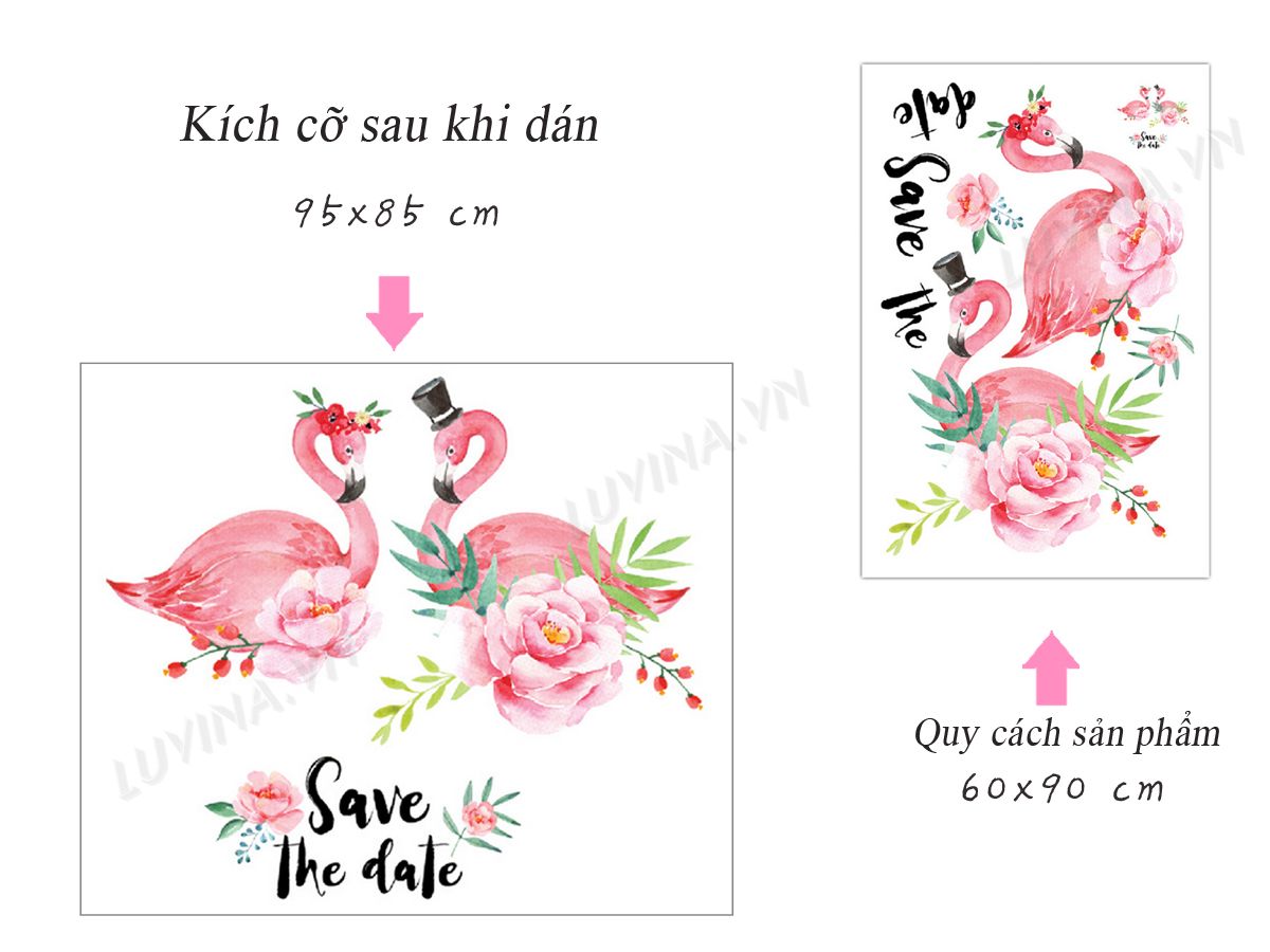 Decal dán tường Lồng chim hoa và đôi uyên ương - HP368