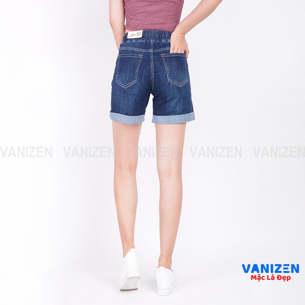 Quần short jean nữ ngắn đẹp lưng cao cạp chun rách hàng cao cấp mã 448 VANIZEN