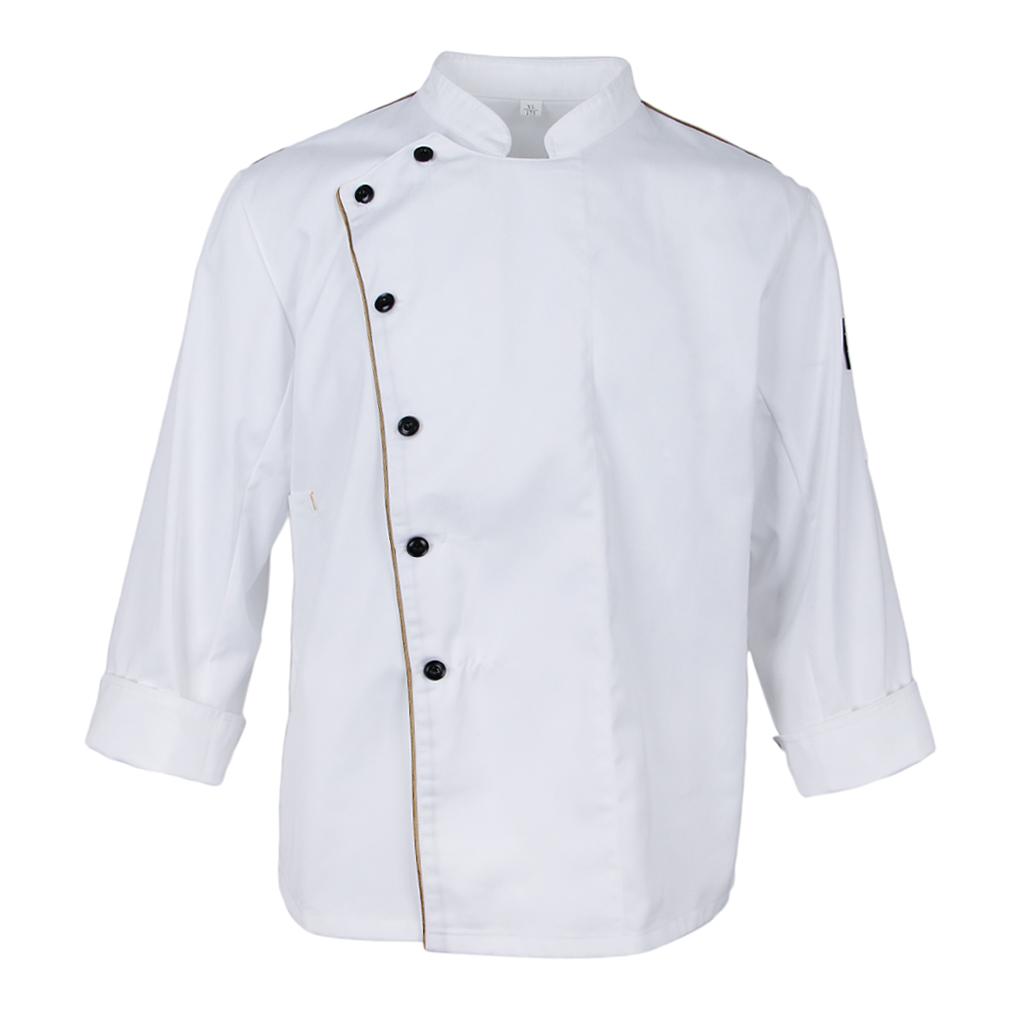 Men Women Stand Collar Long Sleeve Chef Coat Uniform Top4 Colors Choose