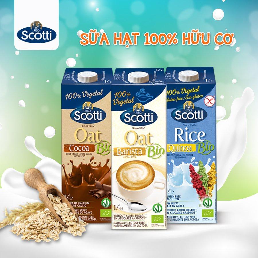 Sữa hạt hữu cơ nhập khẩu Ý, không gluten, không đường lactose, thuần chay hộp 1L