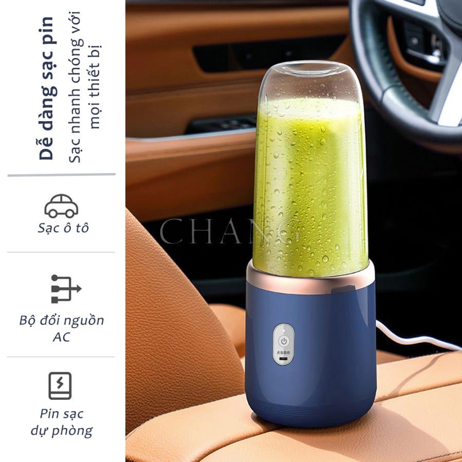 Máy Xay Sinh Tố Hoa Quả Cầm Tay CHIGO JUICING CUP 300ml Sử Dụng Pin Sạc USB Siêu Tiện Lợi Tặng Kèm Nắp Đậy