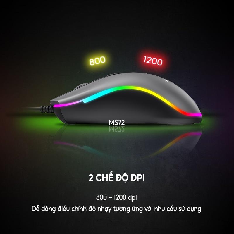 Chuột Có Dây Văn Phòng HAVIT MS72 Độ Nhạy Lên Đến 1200 DPI , Có Đèn RGB - Hàng Chính Hãng