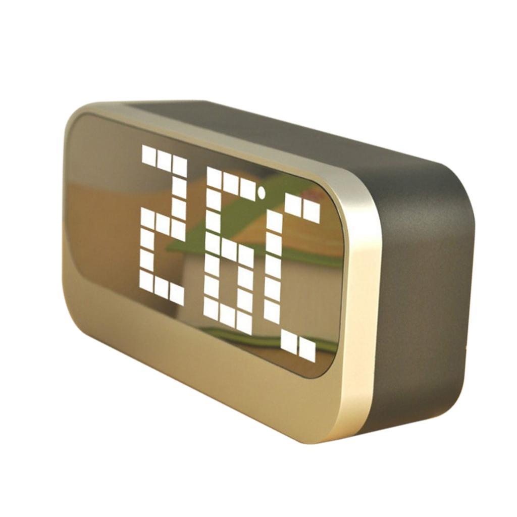 2Pcs LED Desk Alarm Clock - Time Snooze Mirror Temp Calendar Night Mode