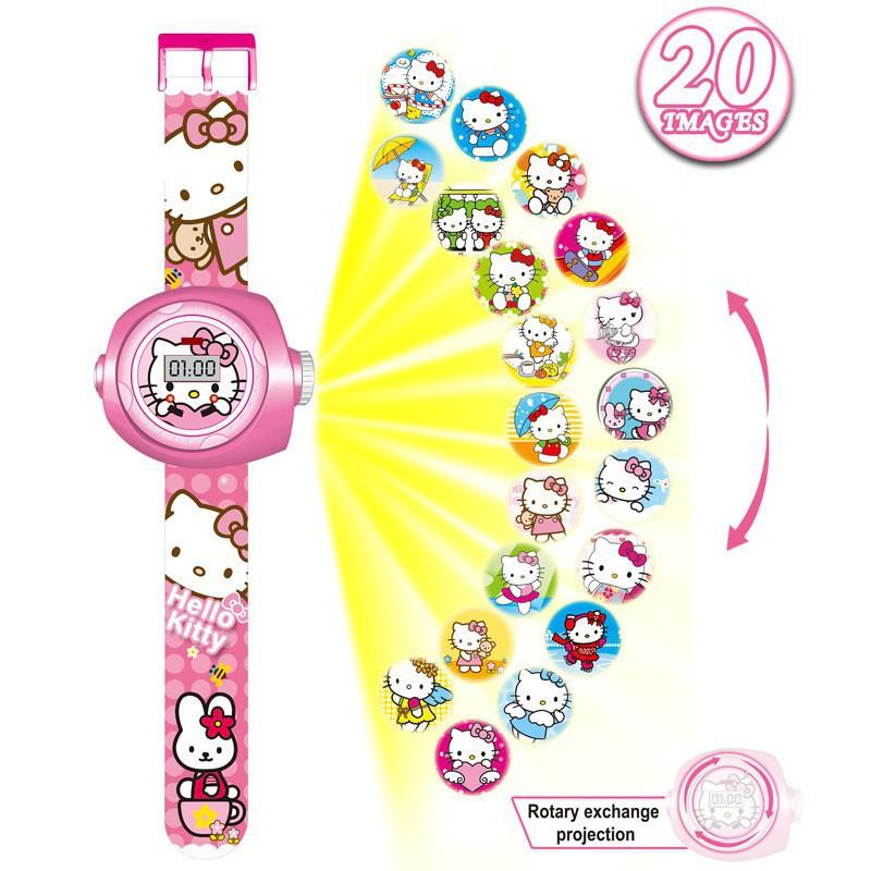 Đồng hồ kèm đèn led chiếu sáng 3D hình Hello Kitty / Doraemon 12 chiếc hình