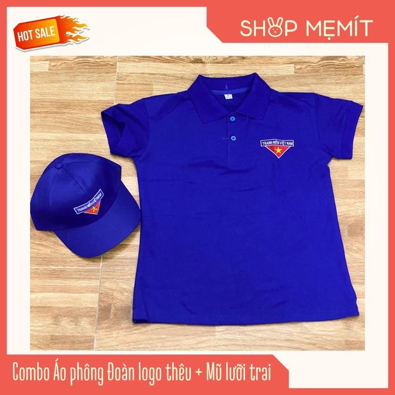 Combo Áo Phông Đoàn TN logo thêu hàng đẹp và mũ Đoàn lưỡi trai