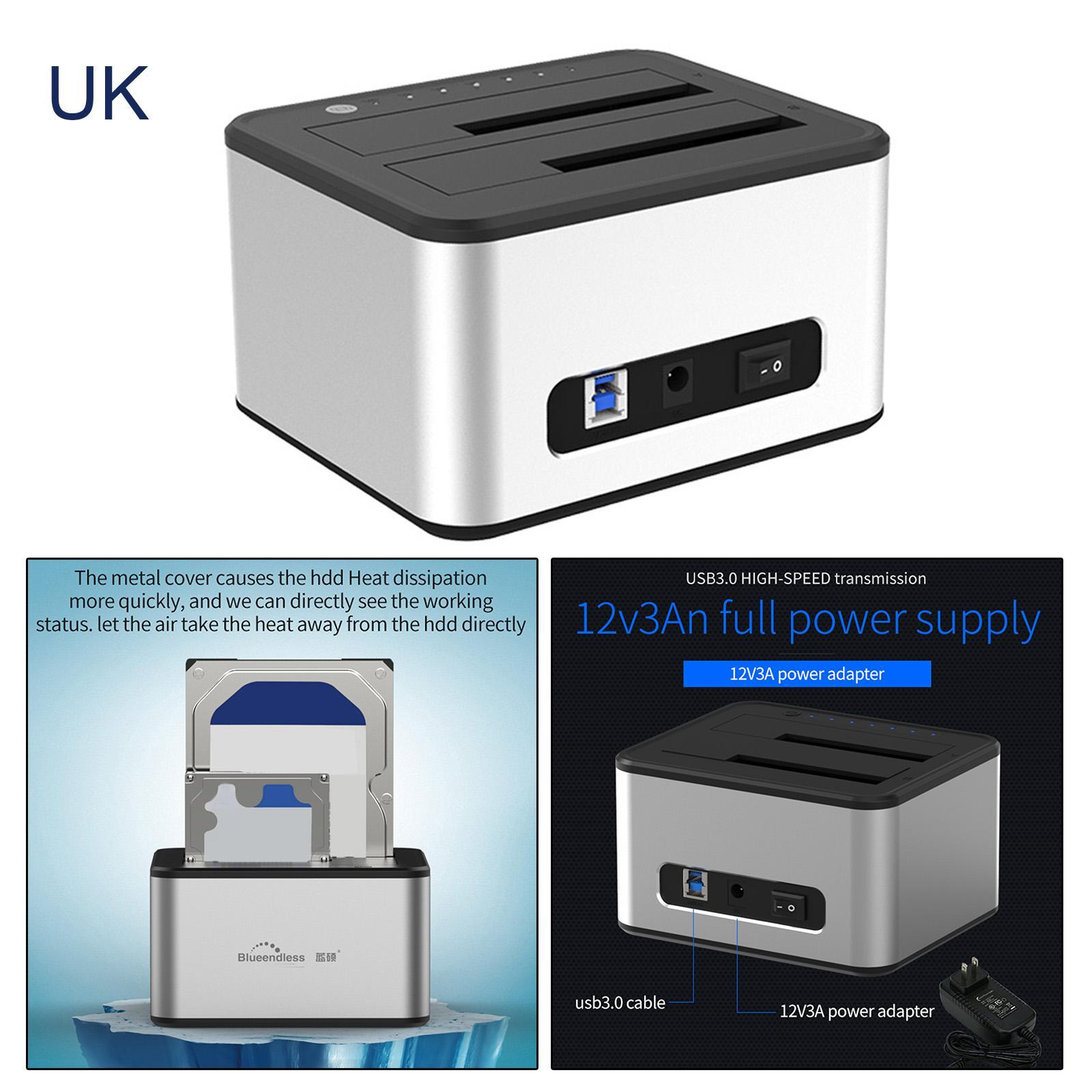 2.5" 3.5"   Docking Station USB3.0 Dual Bay Hard   UK Plug