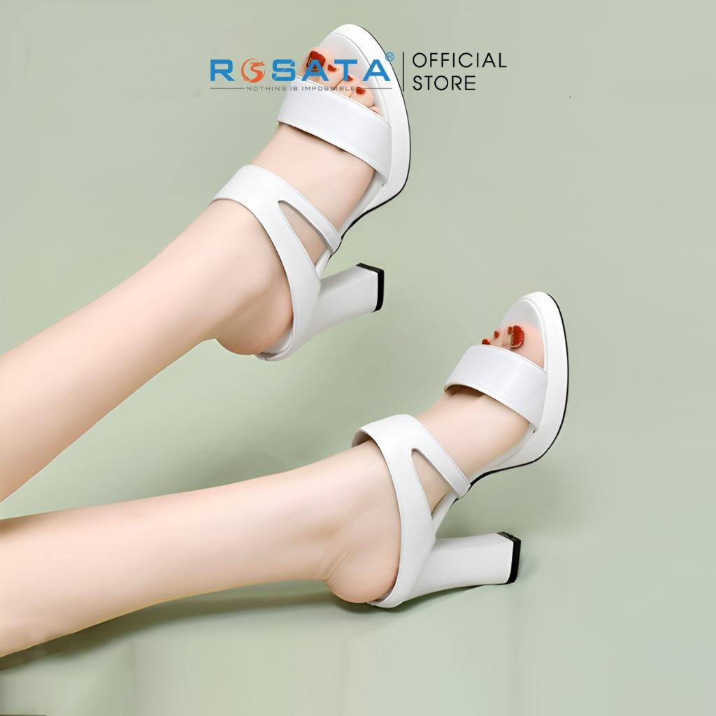 Giày cao gót nữ ROSATA RO336 xỏ ngón mũi tròn quai ngang gót trụ tròn cao 7cm xuất xứ Việt Nam