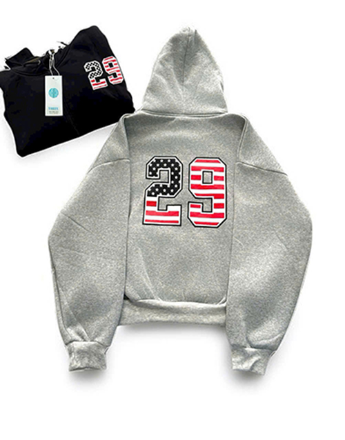 Áo Khoác Nỉ Bông In Số 29 Cờ Chất Thun Nỉ Xuất Khẩu Dày Mịn, Nón Rộng 2 Lớp, Logo In Nổi Thời Trang