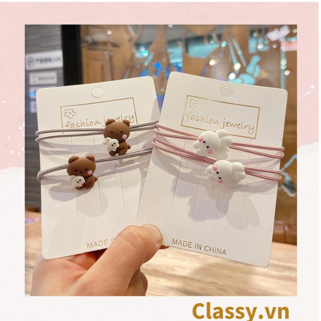 01 dây cột tóc Classy đính hình động vật chú cáo, chú vịt nhỏ, chú thỏ, chú heo bền chắc giá rẻ, nữ tính PK736