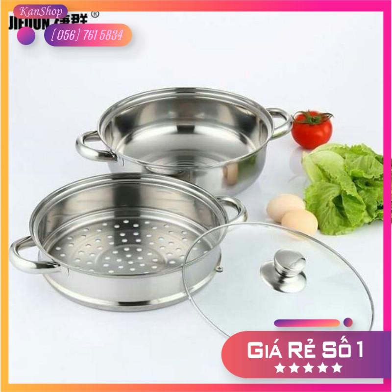 Nồi Hấp Inox 3 Tầng Đa Năng 28cm - Nồi Hấp Cao Cấp Không Gỉ Bền An Toàn Chống Trầy Đồ Xôi, Hâm Nóng Thước Ăn, Luộc Gà