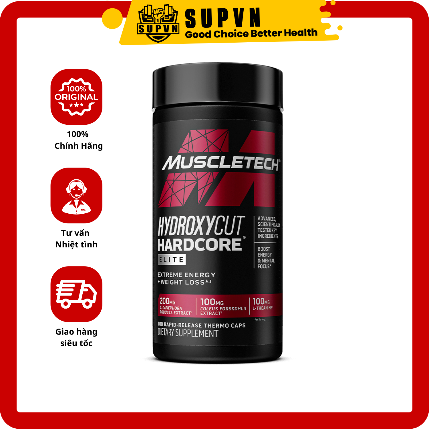 MuscleTech Hydroxycut Hardcore Elite (100 viên) - Hỗ Trợ Đốt Mỡ Hiệu Quả