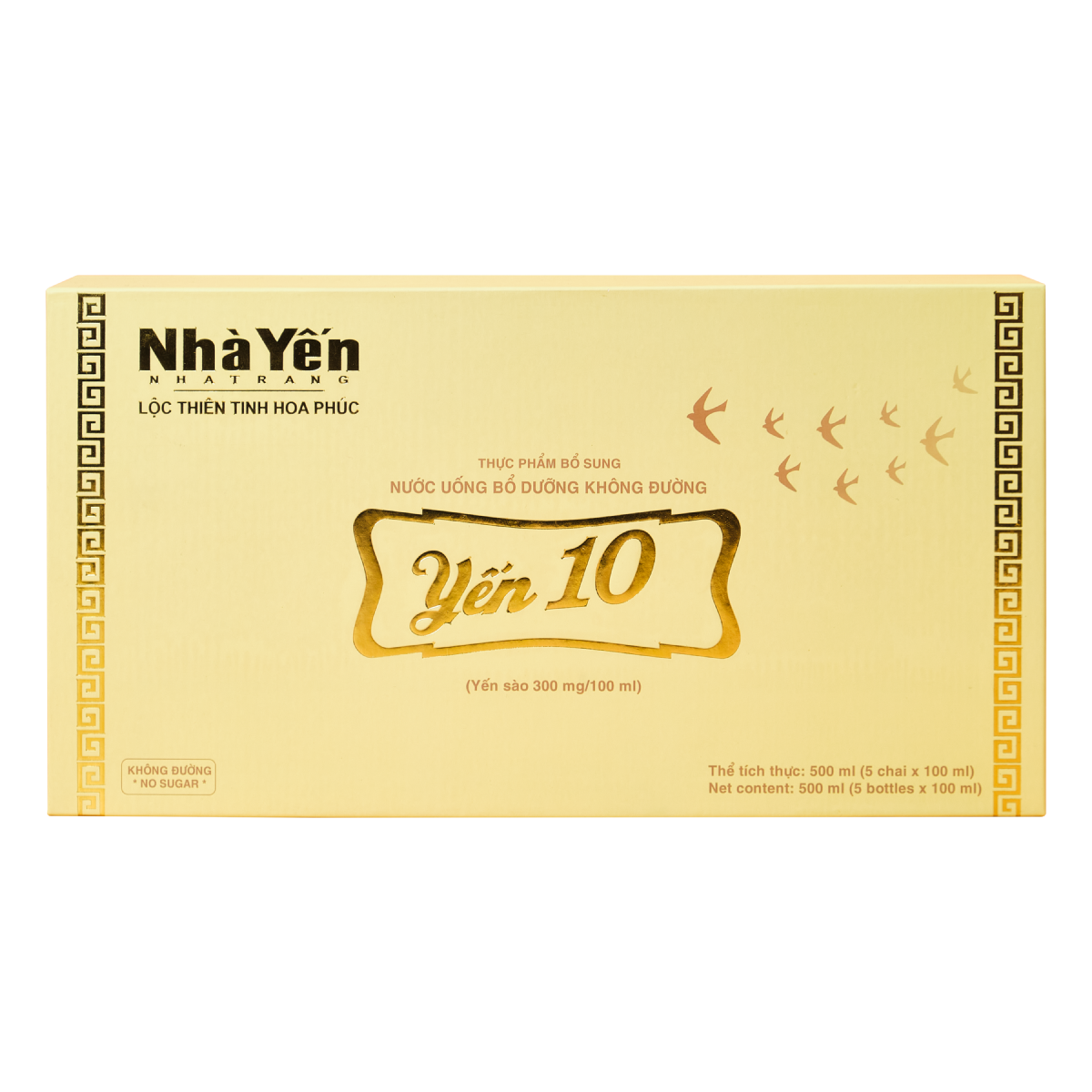 Nước Yến Sào Yến 10 - Nhà Yến Nha Trang - Hộp 5 Chai - Không Đường - Nước Yến Thủy Phân - Tổ Yến Chưng Sẵn - Hàng Chính Hãng