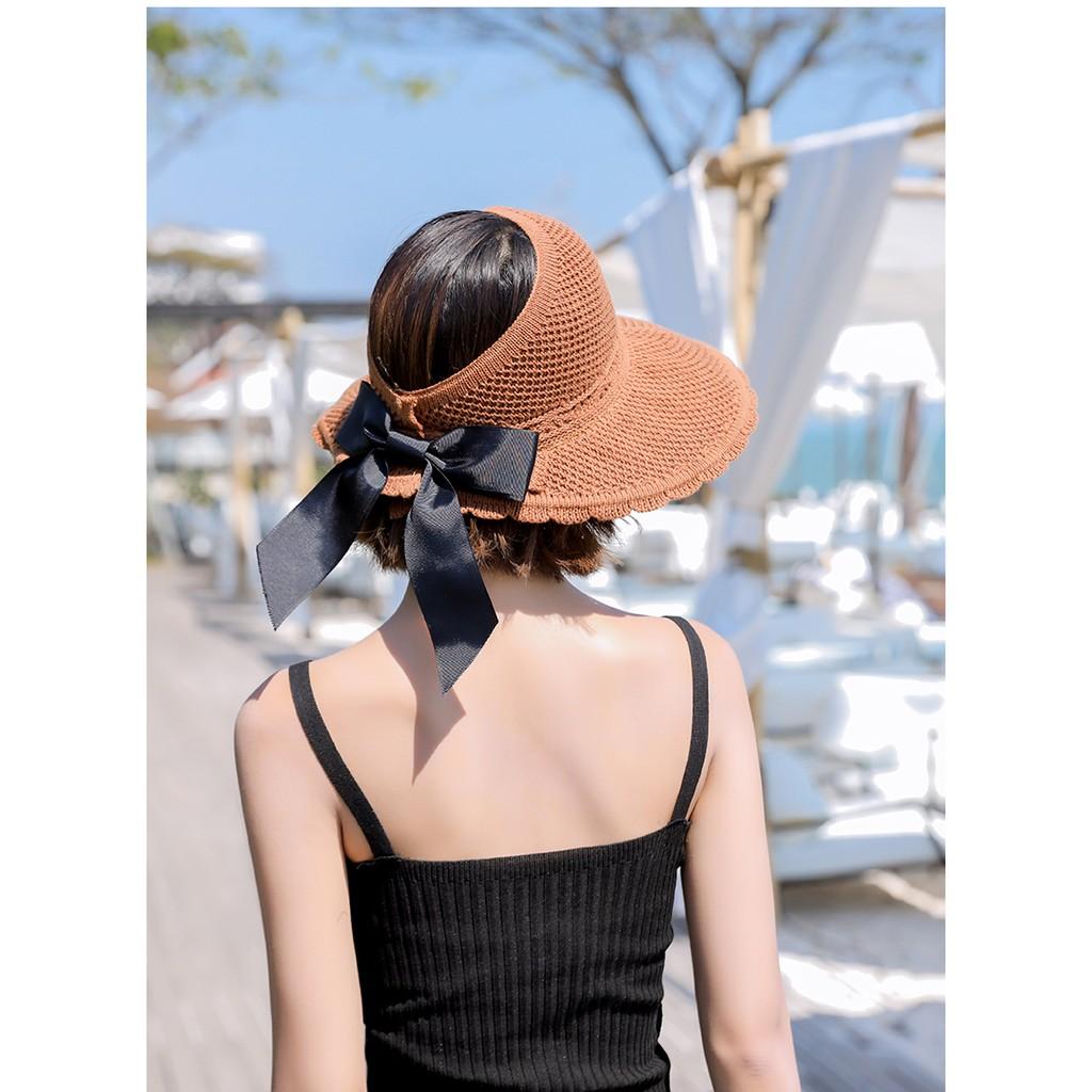 Nón Cói Mềm Vành Rộng Nửa Đầu Đính Nơ Du Lịch Biển Phong Cách Hàn Quốc - Mã NC002