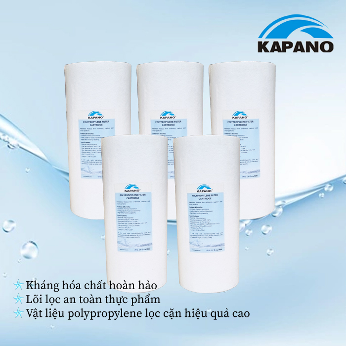 Lõi lọc cặn Polypropylene (PP) 5 micron 10″ béo Kapano