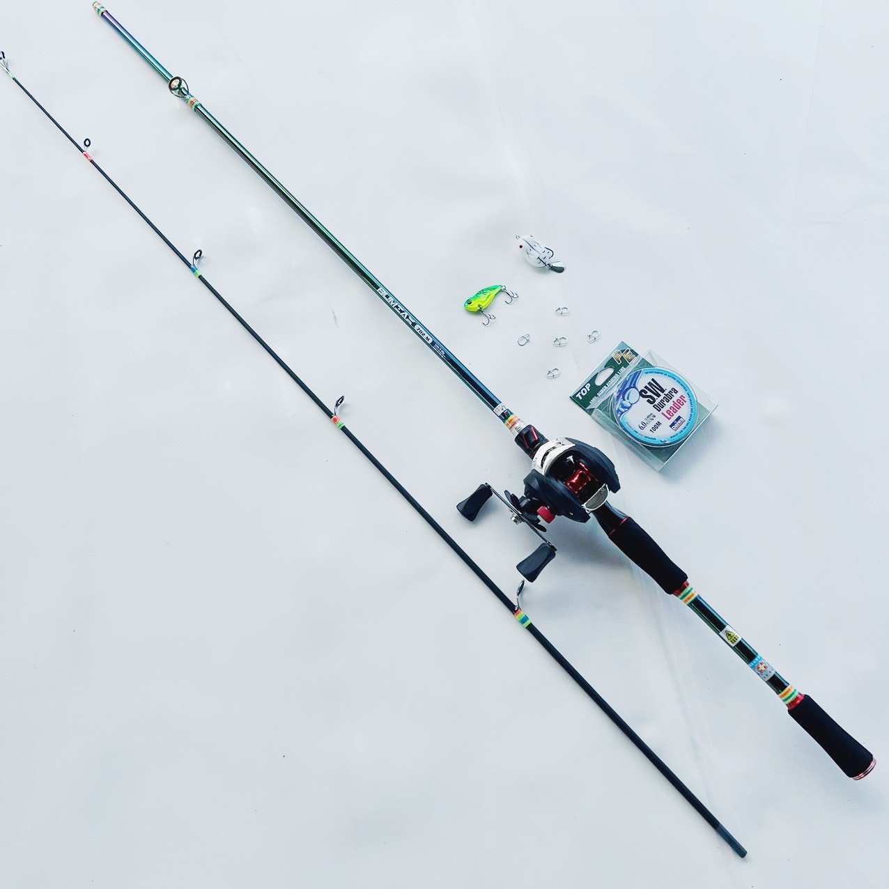 Bộ Cần Câu Lure Máy Ngang Titan Tặng Phụ Kiện