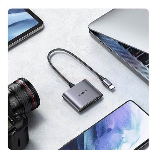 Cổng chuyển đổi Ugreen 3-in-1 USB-C Multifunction Card Reader CM387 80798 - Hàng chính hãng