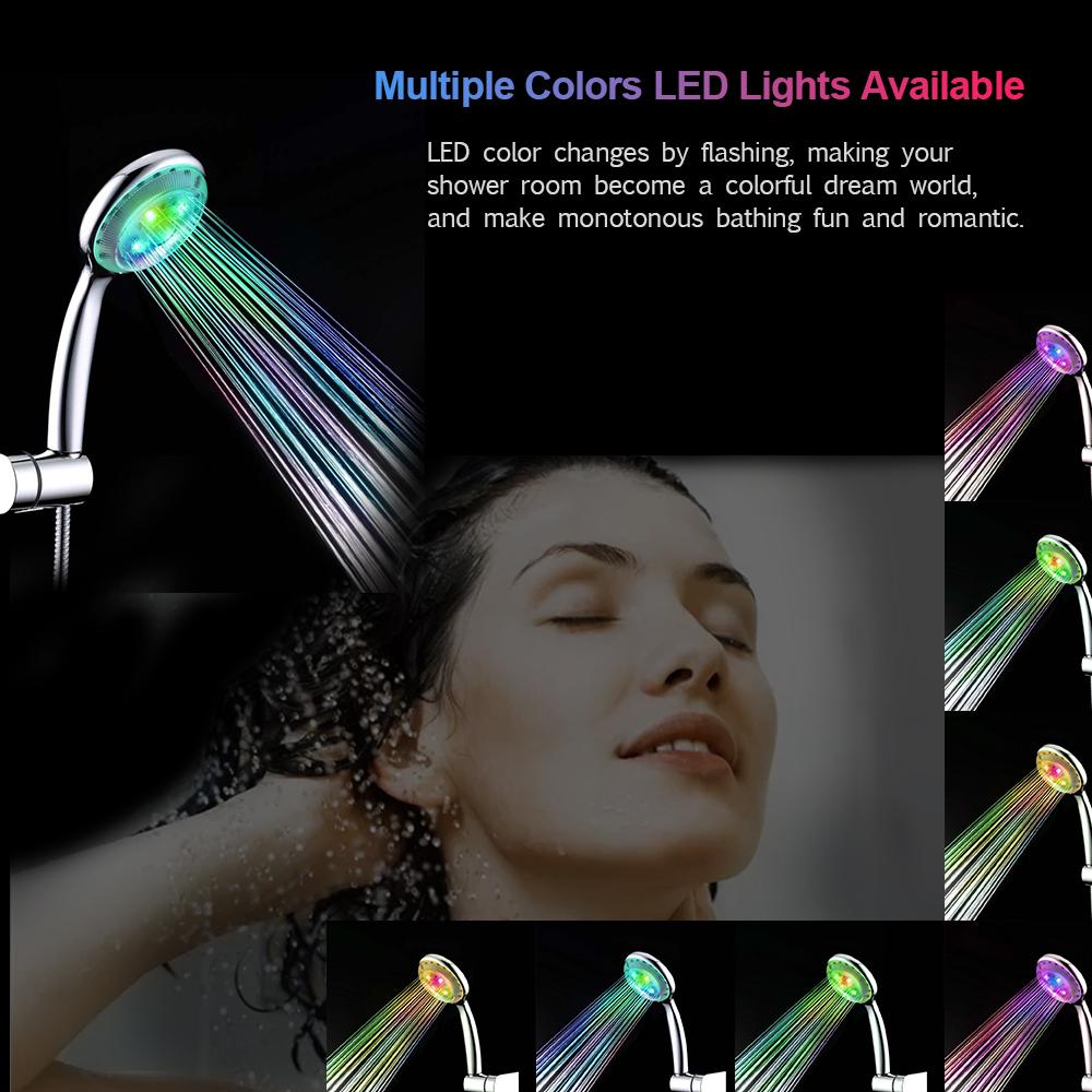 Vòi sen nhà tắm cầm tay có đèn LED, cảm biến nhiệt độ thay đổi màu sắc