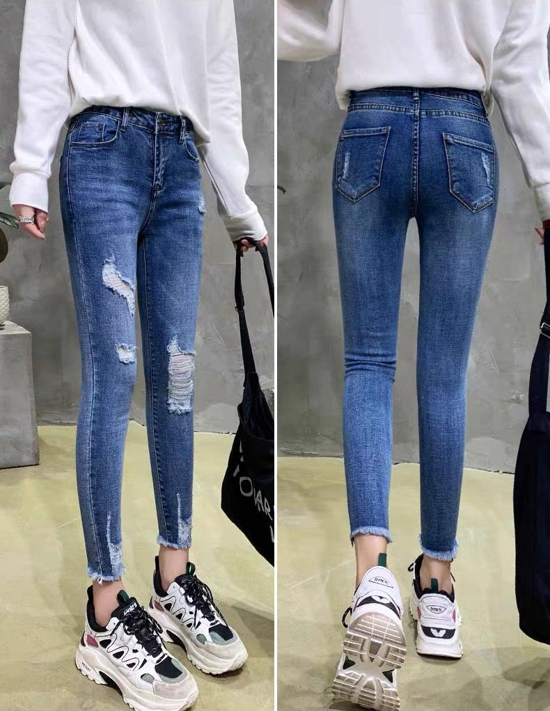 [ SIZE ĐẠI 40kg~90kg] Quần jean dài BIG SIZE xanh đậm rách bụi , vải jean dày dặn co dãn mạnh 3096
