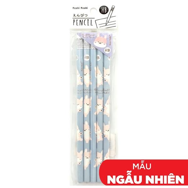 Bộ 5 Bút Chì Gỗ HB Moshi Moshi 446 (Mẫu Màu Giao Ngẫu Nhiên)