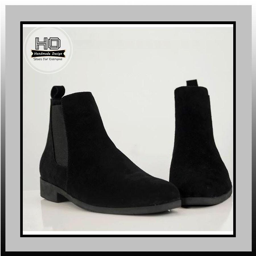 Chelsea Boots Da Lộn Màu Đen