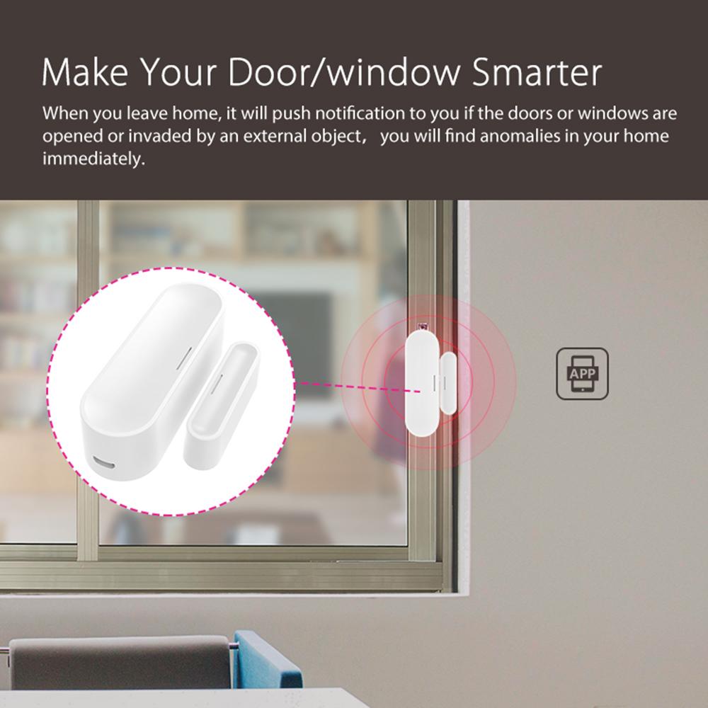 Smart WiFi Door Window Sensor Home Security Sensor with Notification Phone APP Remote Control for Alexa Google Assistant