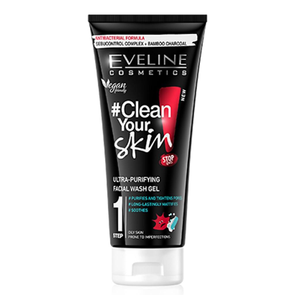 [TẶNG son dưỡng môi ] Gel rửa mặt sạch mụn kiềm dầu Eveline Clean Your Skin 200ml