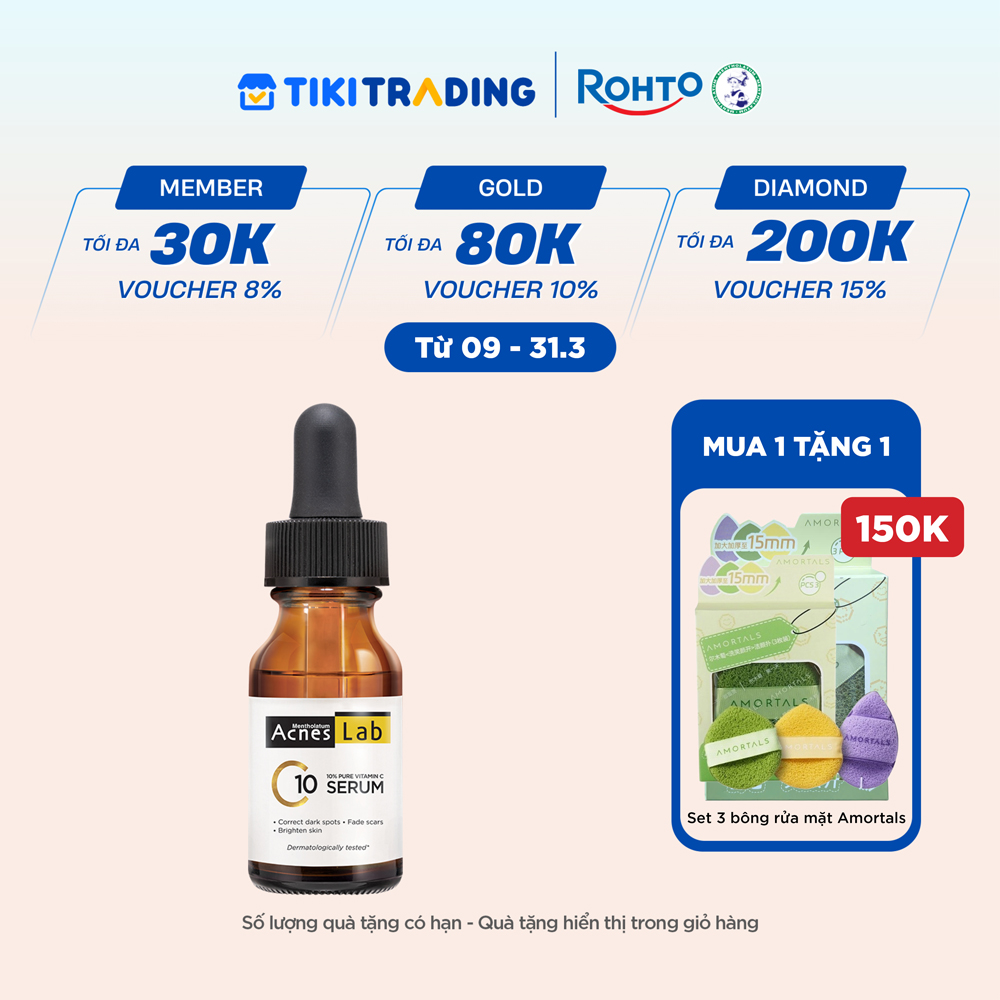 Seum VItamin C 10 dưỡng trắng mờ thâm sạm Acnes Lab C10 serum 15ml