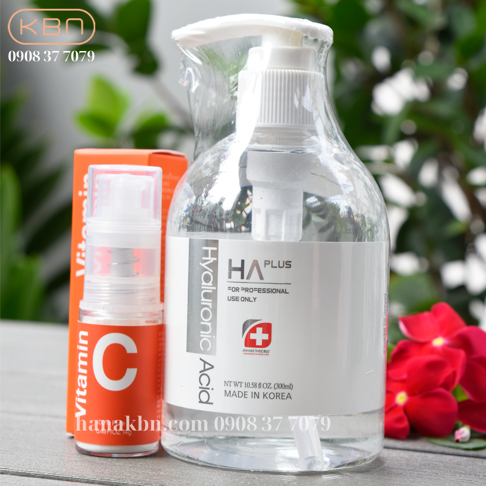 Combo 2 Sản Phẩm Serum HA Plus 300ml + Vitamin C Bột Tặng 1 Mặt Nạ Cấp Ẩm Soothing