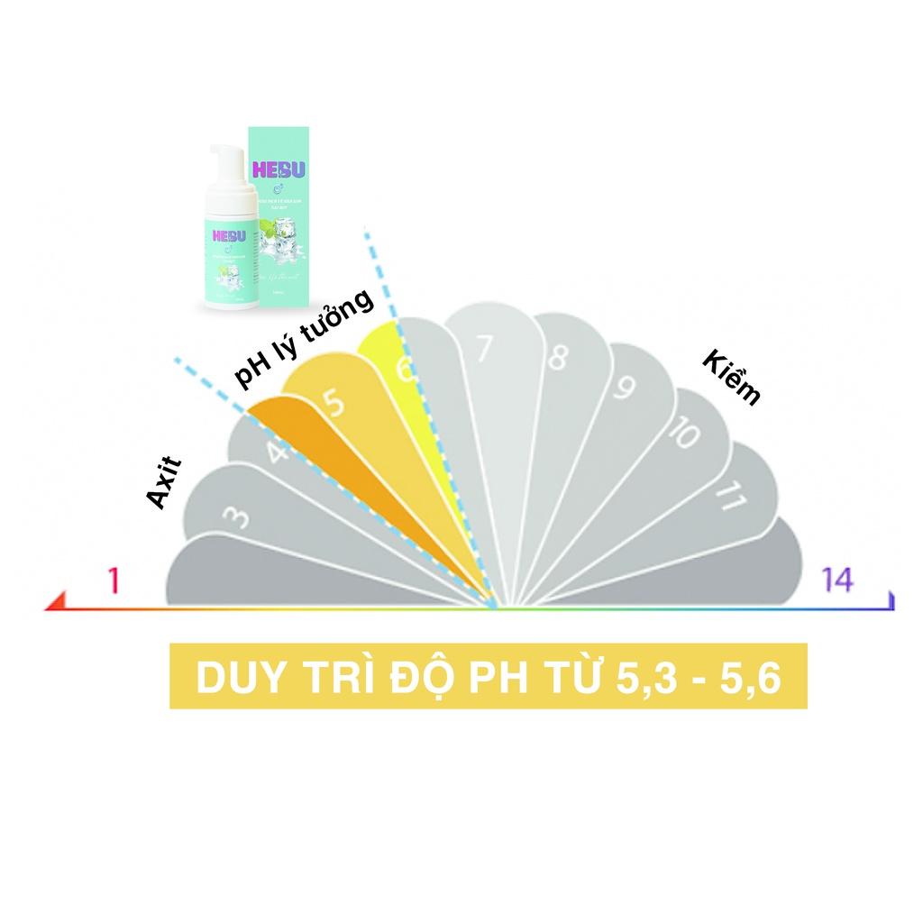 Dung dịch vệ sinh nam HEBU dạng bọt hương bạc hà giúp khử mùi tự nhiên lành tính và giảm viêm ngứa chai vòi nhấn 100ml