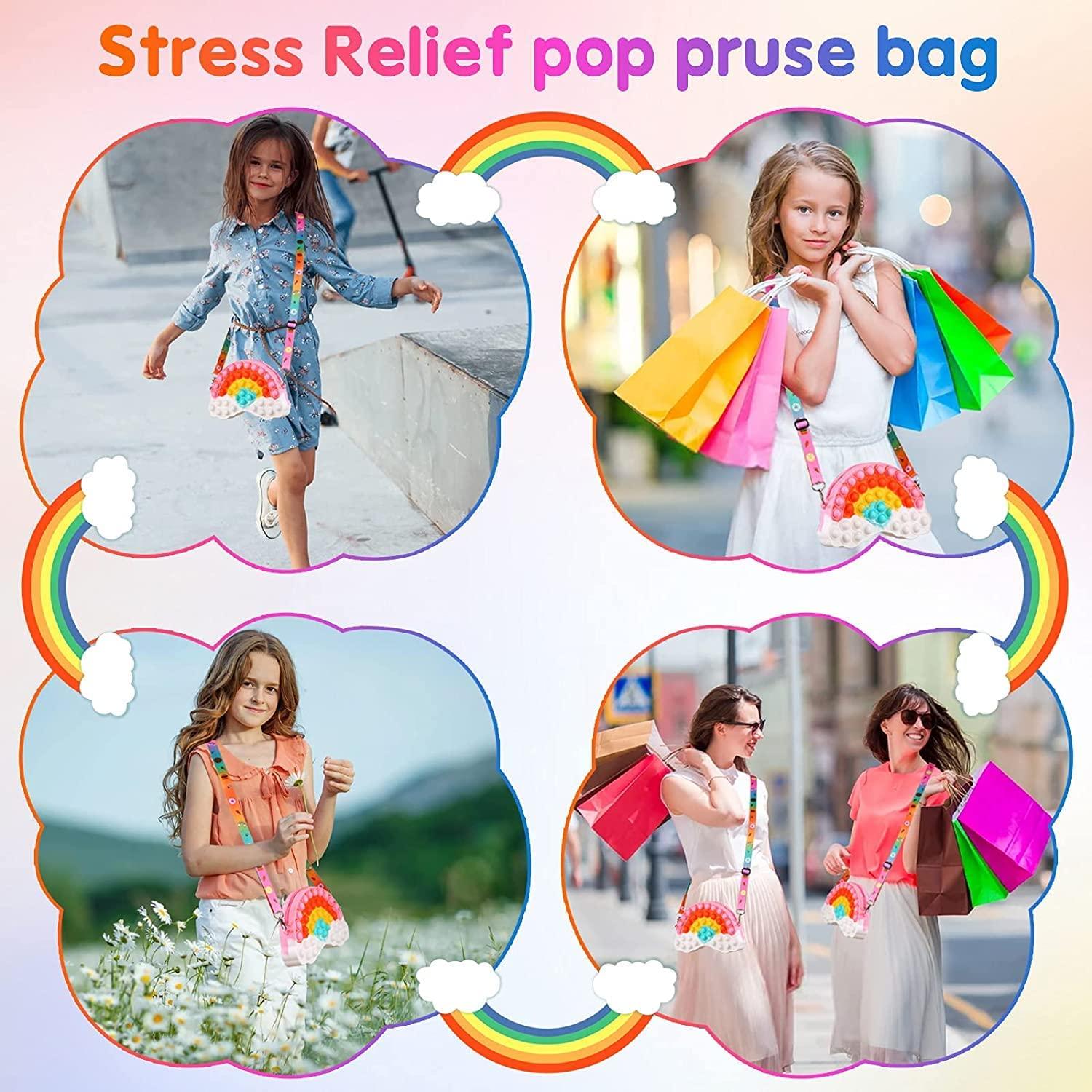 Pop Fidget Bag Đồ chơi, Túi đeo vai nữ thời trang cầu vồng