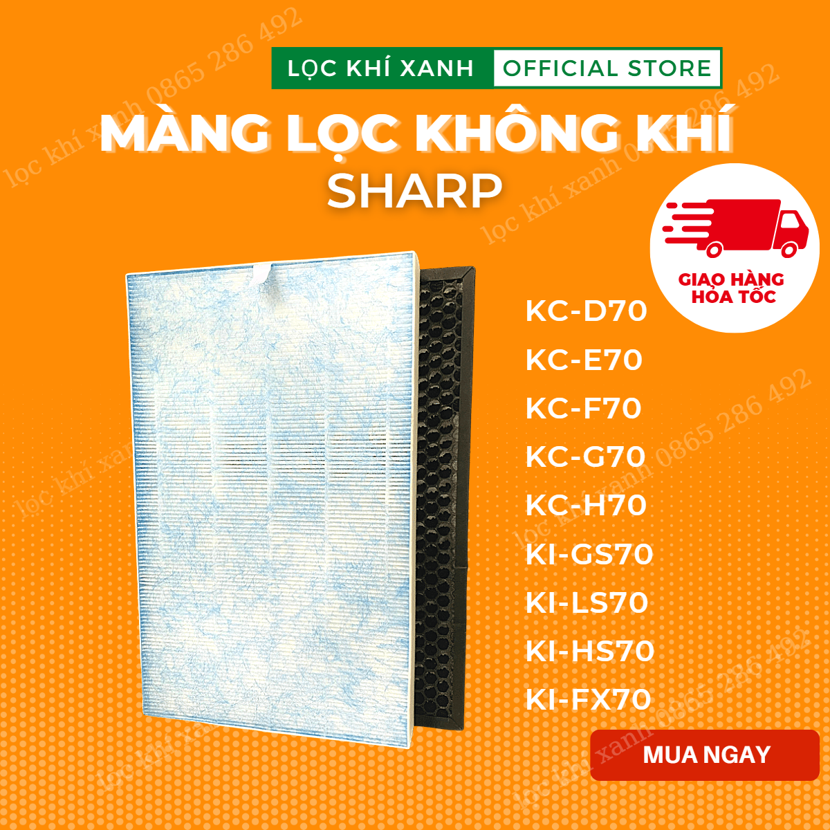 Màng lọc hepa Sharp KC-D70, KC-E70, KC-F70, KC-G70, KC-H70, KI-GS70, KI-LS70, KI-HS70,KI-FX70. Hàng nhập khẩu