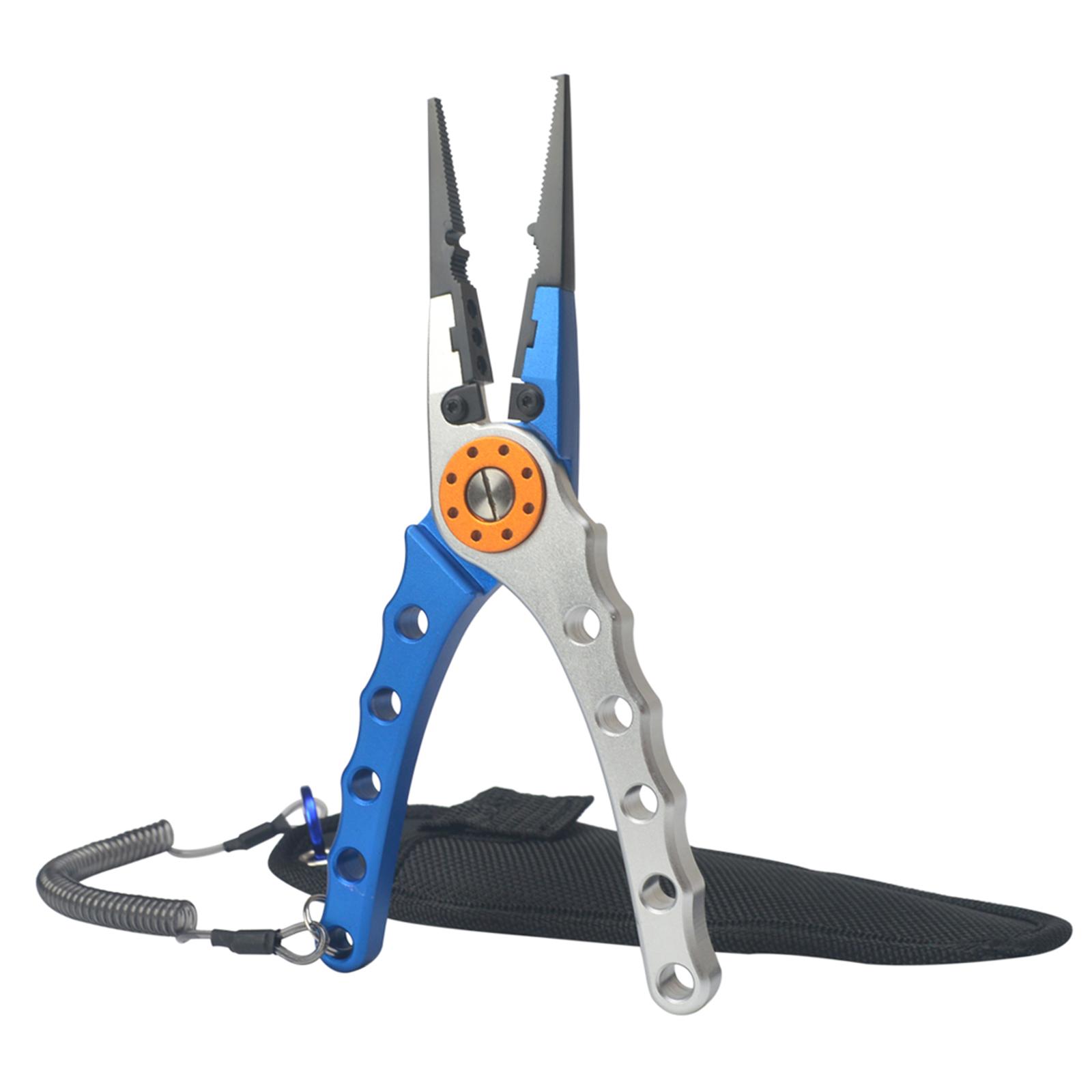 Aluminum Alloy Fishing Pliers Lightweight Fishing Tackle Pliers Braid Cutters, Equipped with Sheath and Lanyard