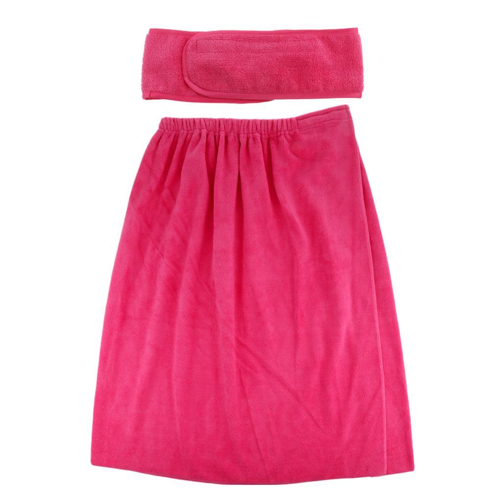 Women Microfiber Body Shower Bath Towel Wrap for SPA with Stretch Headband White