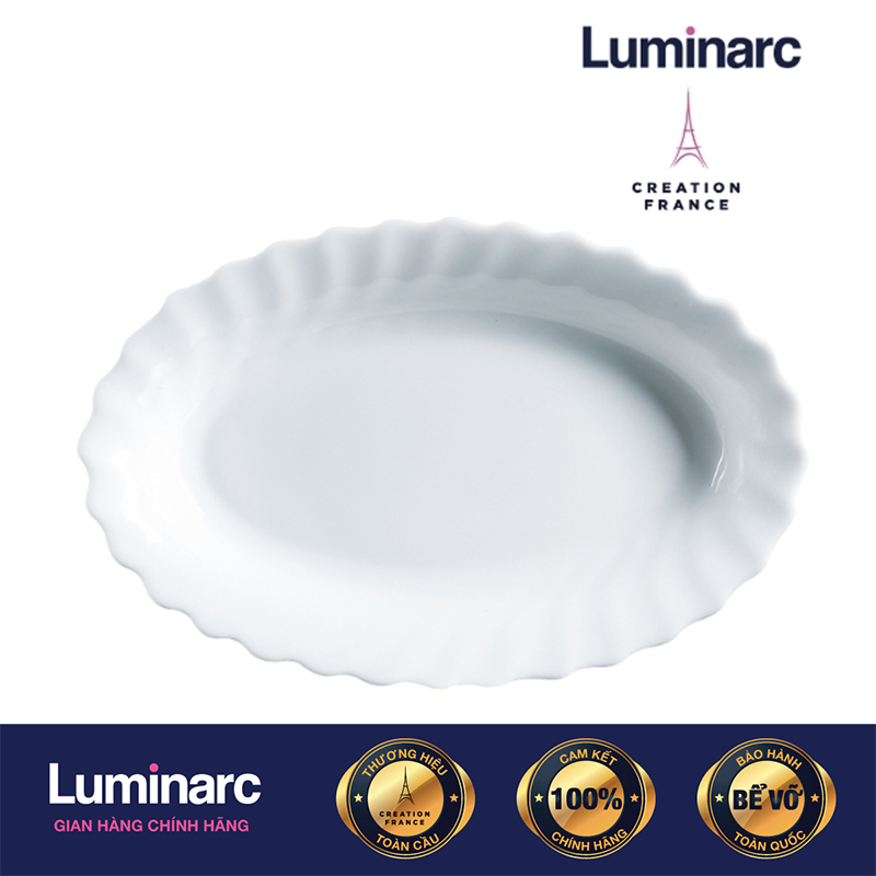 Bộ 6 Đĩa Oval Thuỷ Tinh Luminarc Trianon Trắng 29cm - LUTRN3654