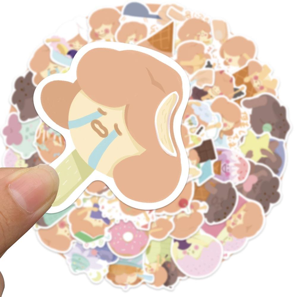 Sticker ice cream girl chibi hoạt hình cute trang trí mũ bảo hiểm,guitar,ukulele,điện thoại,sổ tay,laptop-mẫu S35