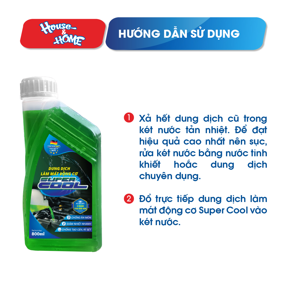 Nước làm mát động cơ oto Super Cool xanh dung tích 800ml