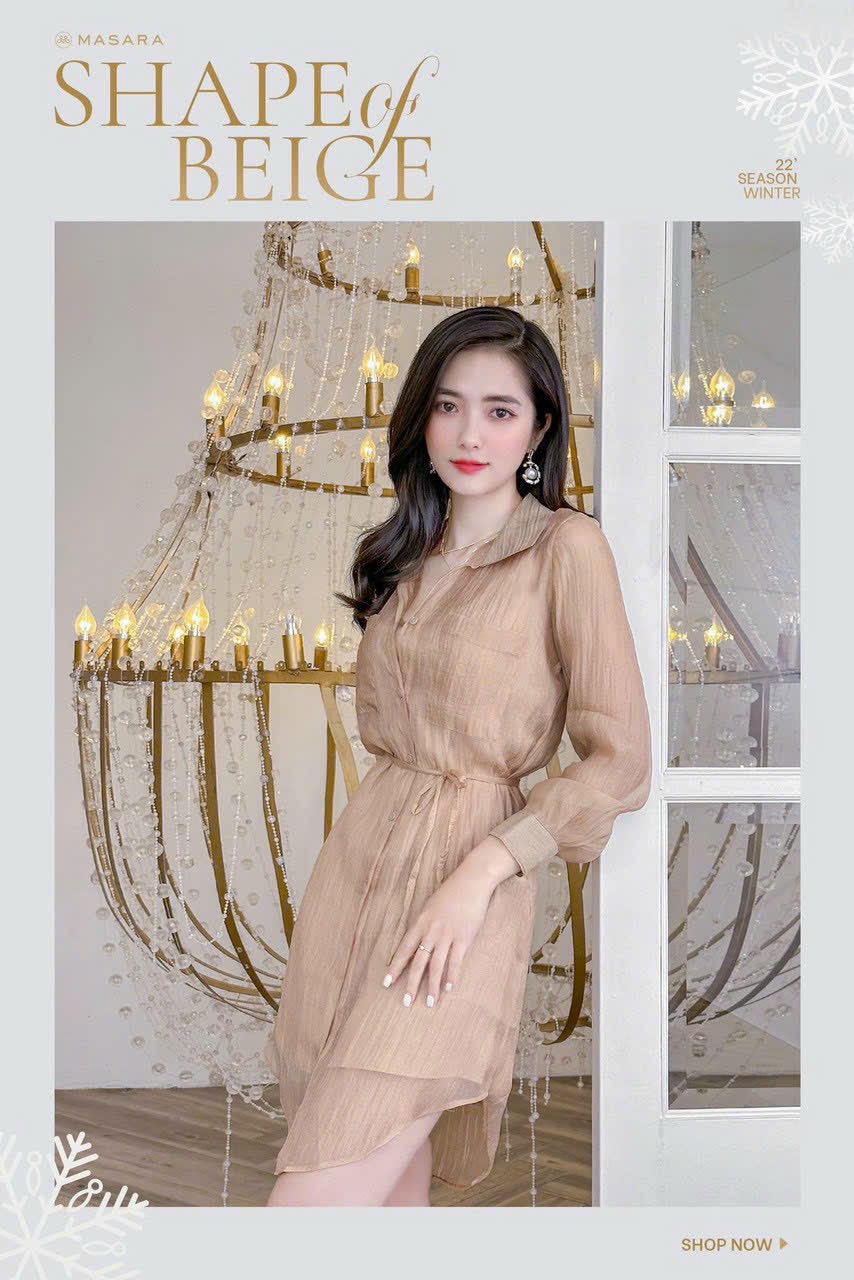 ĐẦM SƠ MI TƠ GÂN CAO CẤP CỘT DÂY EO MÀU Y HÌNH