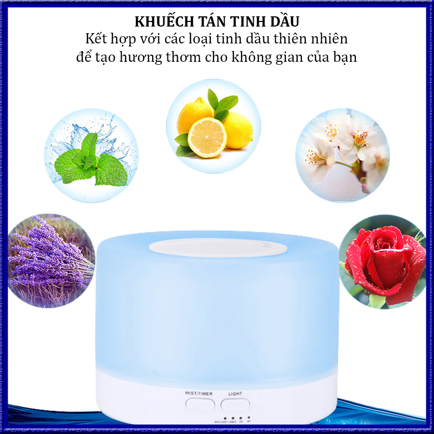 MÁY KHUẾCH TÁN TINH DẦU TRỤ TRONG 500 ML - MÁY XÔNG TINH DẦU PHUN SƯƠNG CHÍNH HÃNG KRISHNA - TẶNG KÈM REMOTE - MÁY XÔNG TINH DẦU SIÊU ÂM PHUN SƯƠNG CHUYÊN DỤNG CHO KHÔNG GIAN LỚN - ĐÈN LED 7 MÀU TRANG TRÍ  RẤT ĐẸP