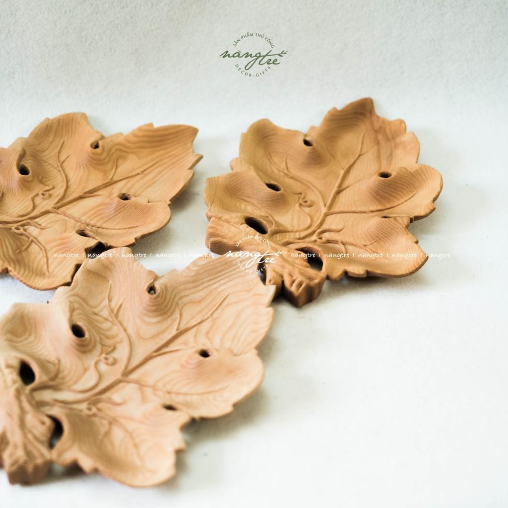 Khay gỗ hình lá nho/ Khay gỗ tần bì decor