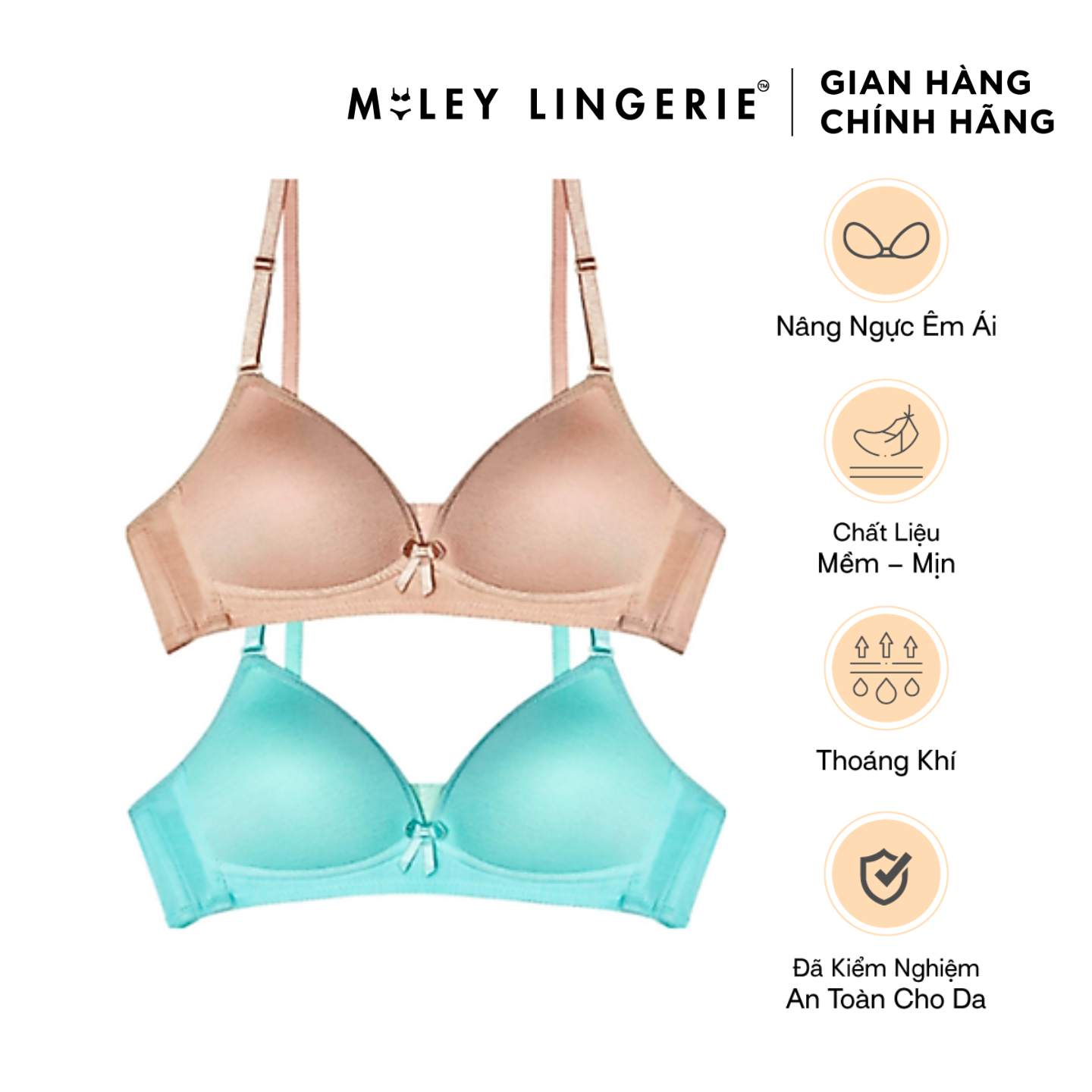 Bộ 2 Áo Ngực Nữ Cotton Không Gọng Miley Lingerie BRW_02