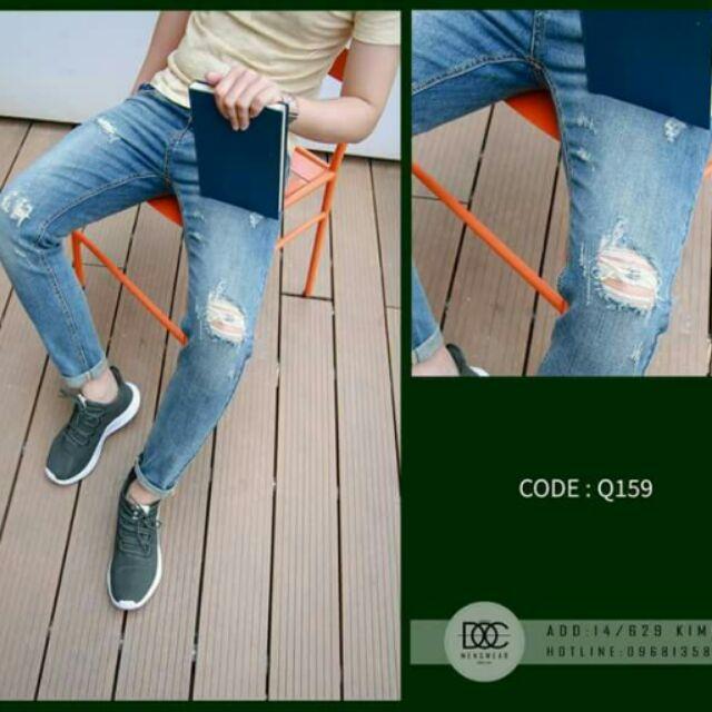 Quần jean nam rách gối phong cách