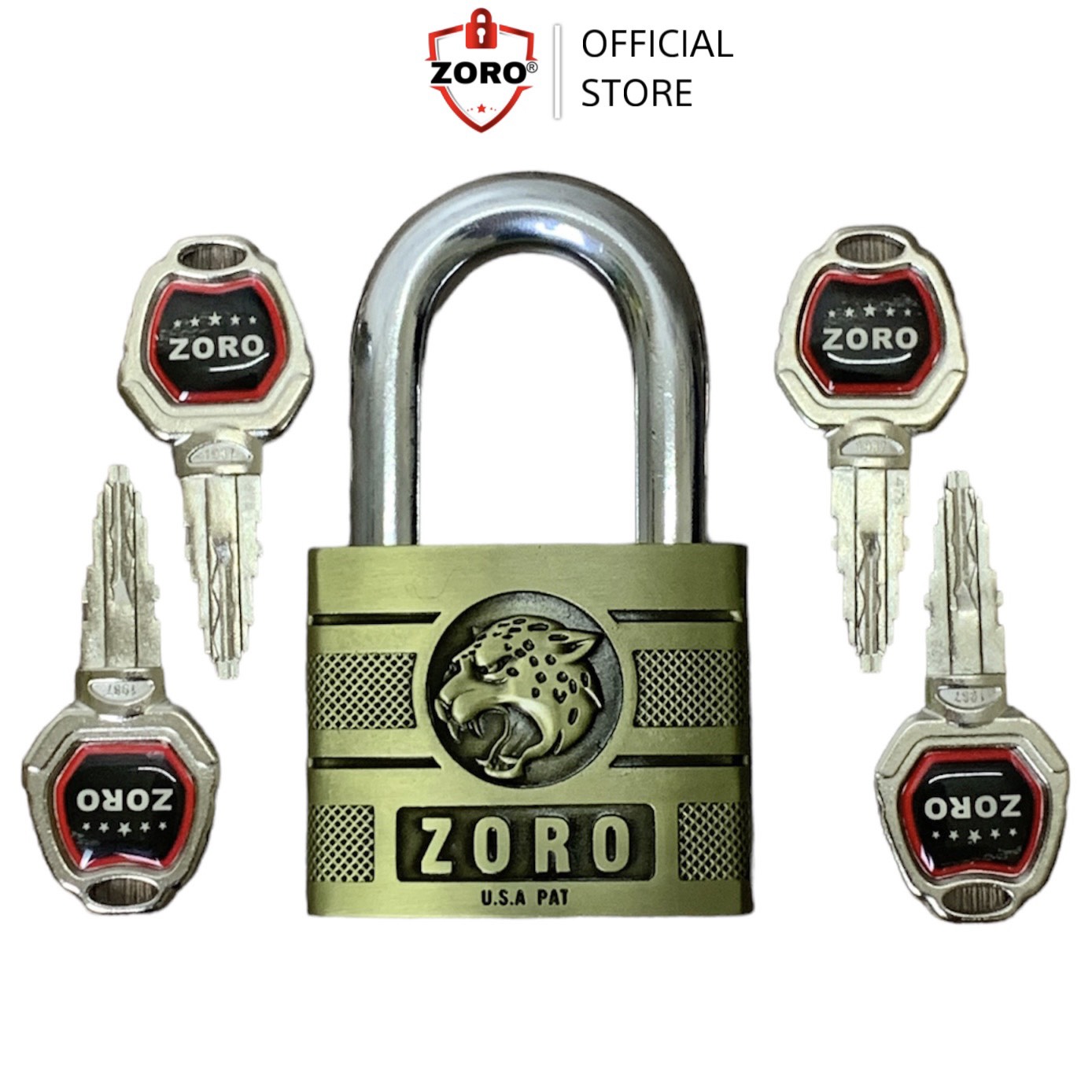 Ổ khóa ZORO đầu báo chìa xe hơi càng ngắn cao cấp thép chống gỉ - chống nước - khóa cửa ngoài trời - hàng chính hãng