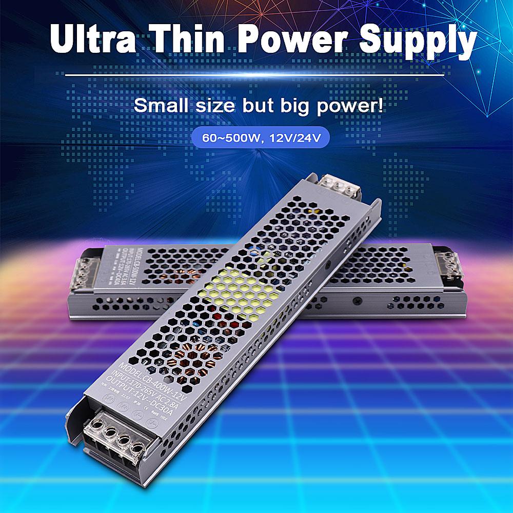 Biến Áp AC/DC 12V 24V 60W 100W 200W 300W 400W 500W Bộ Nguồn Trình Điều Khiển Đèn LED Bộ Chuyển Đổi A/D Siêu Mỏng Cho Bóng Đèn Dải Đèn LED Điện Áp Đầu Ra: 12V