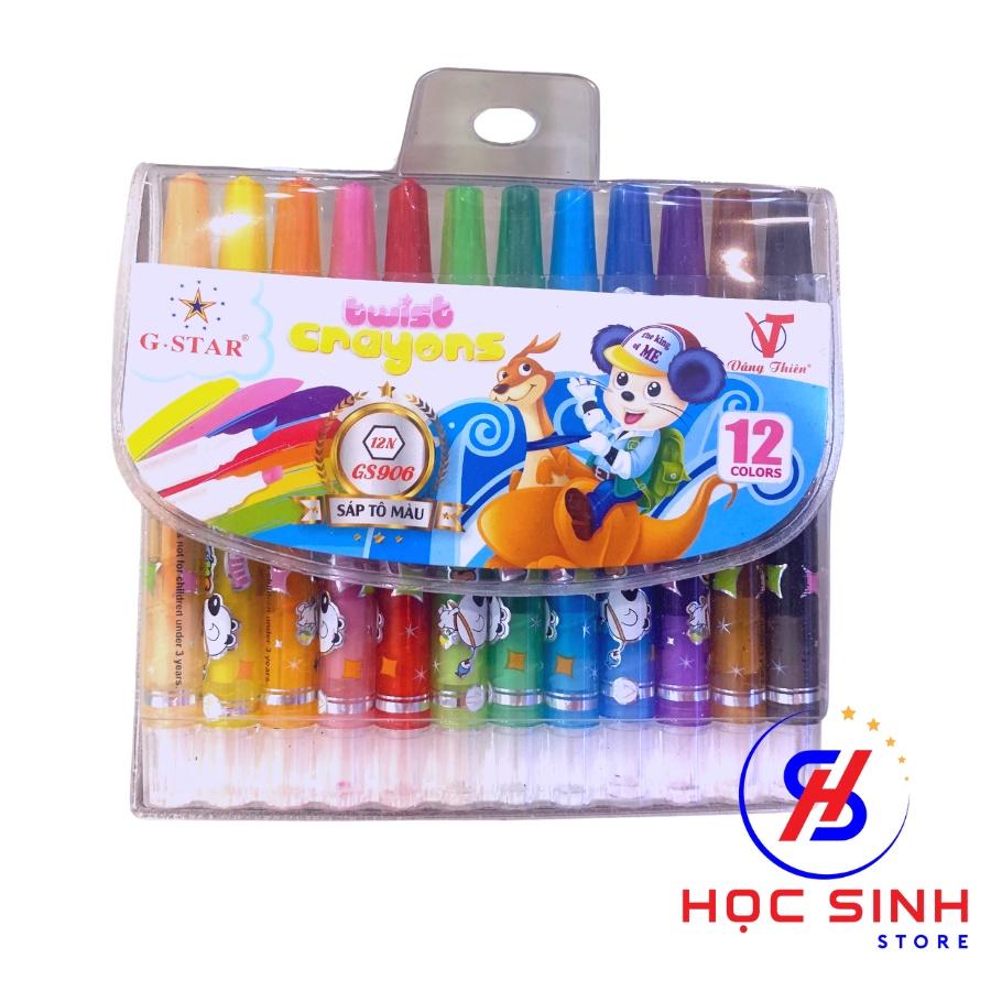 Vỉ 12 Cây Bút Sáp Tô Màu Dạng Vặn Gstar GS906 - 12N Thân ngắn 11.3cm
