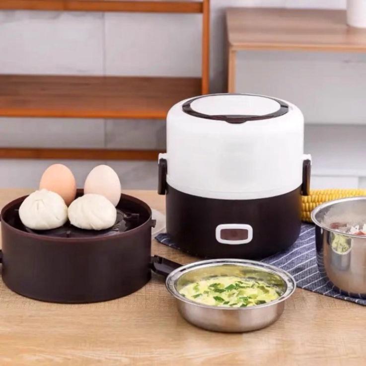 Hộp đựng cơm giữ nhiệt, hâm nóng nhanh thức ăn lõi inox, cắm điện 3 tầng cao cấp