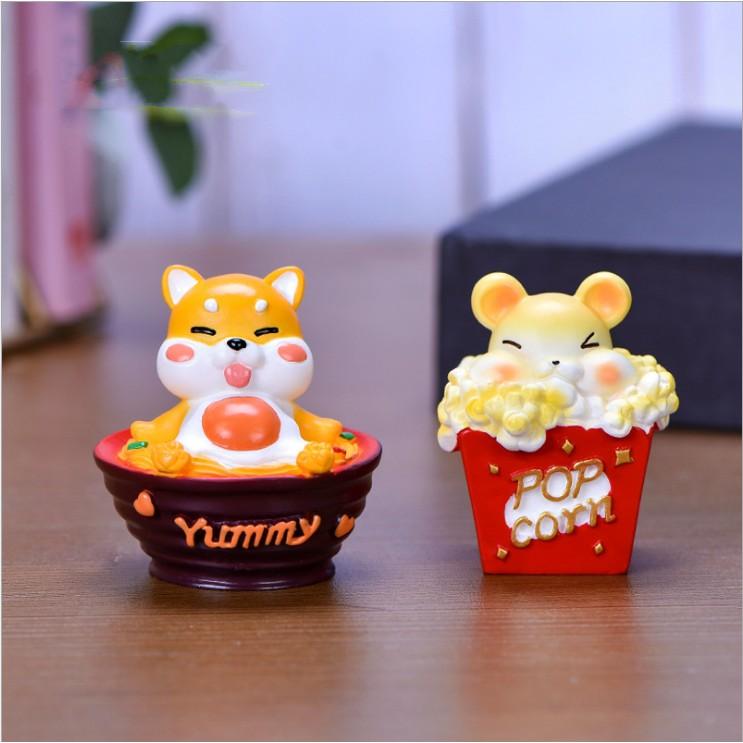 *HN* Charm tách trà, cốc kem, bát mỳ với mẫu thú đáng yêu dùng làm móc khóa, DIY
