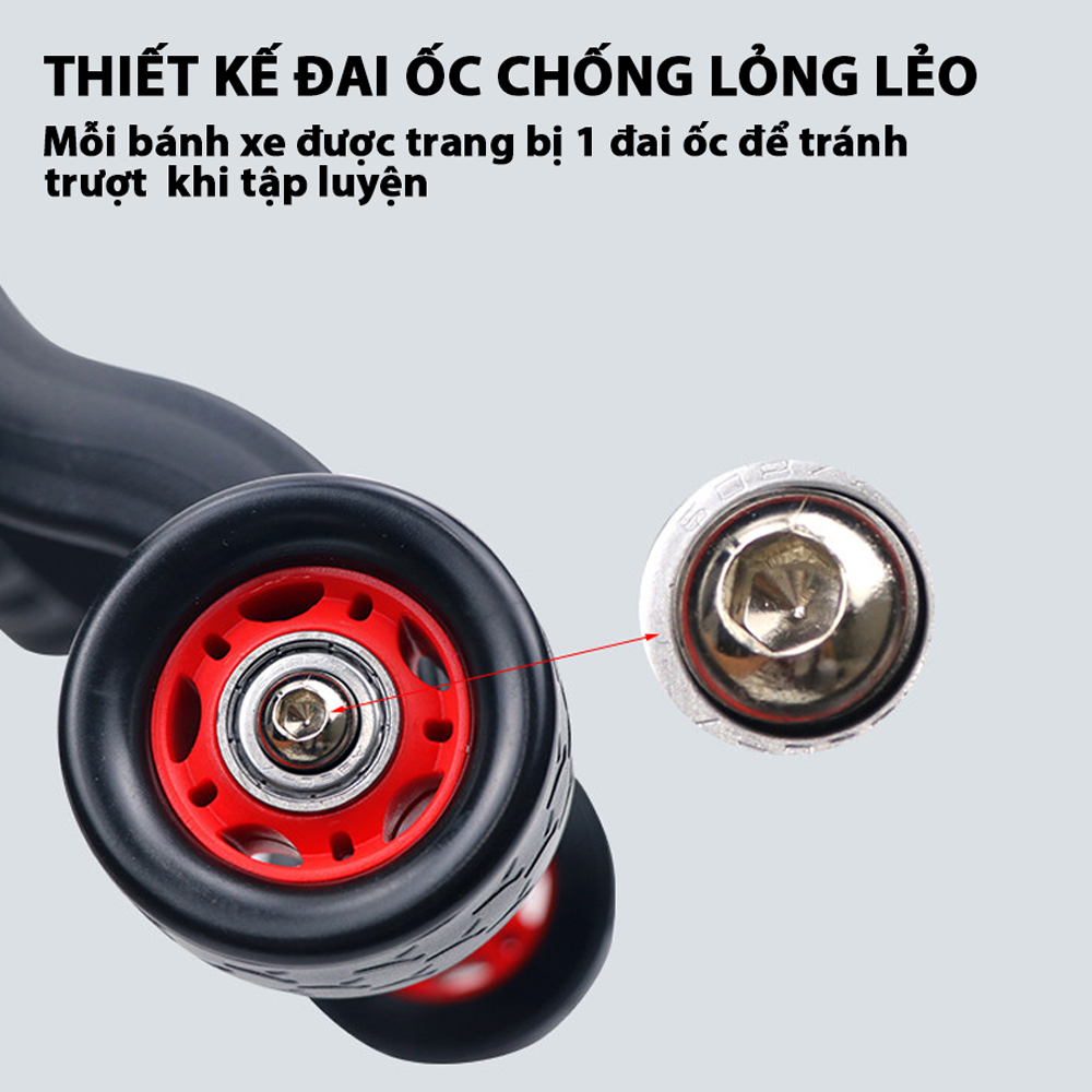 Con lăn 4 bánh tập cơ bụng cao cấp, tiện lợi khi tập ở nhà, văn phòng EROS