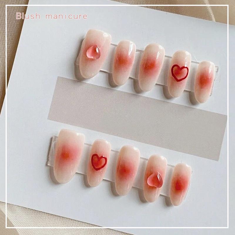 Set 100 Trái Tim Quả ĐàoTrong Suốt Pha Lê Đính Móng